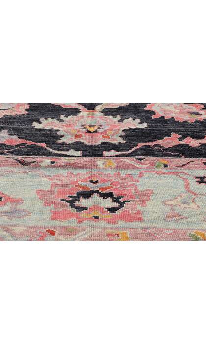 10 x 11 Modern Colorful Pink and Black Turkish Oushak Rug 52375