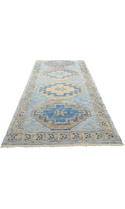 3 x 19 Modern Blue Turkish Oushak Rug 54016