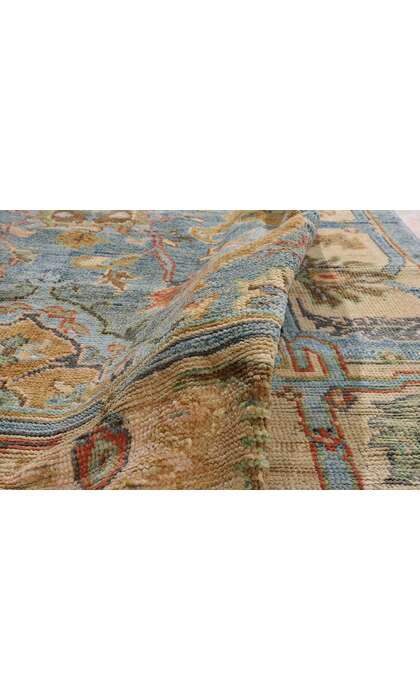 9 x 12 Colorful Blue Oushak Rug 80729