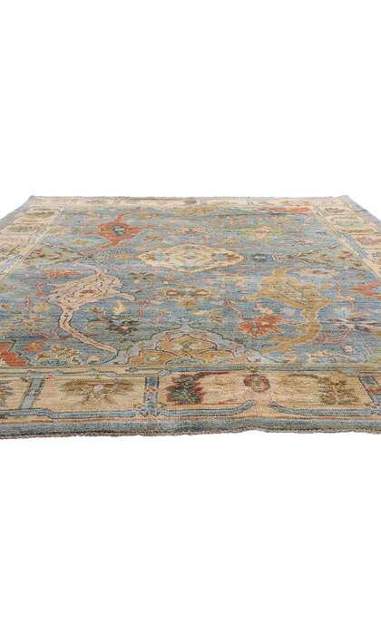 9 x 12 Colorful Blue Oushak Rug 80729
