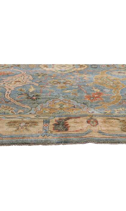 9 x 12 Colorful Blue Oushak Rug 80729