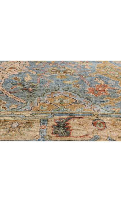 9 x 12 Colorful Blue Oushak Rug 80729