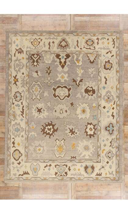 10 x 12 Modern Earth-Tone Turkish Oushak Rug 52360