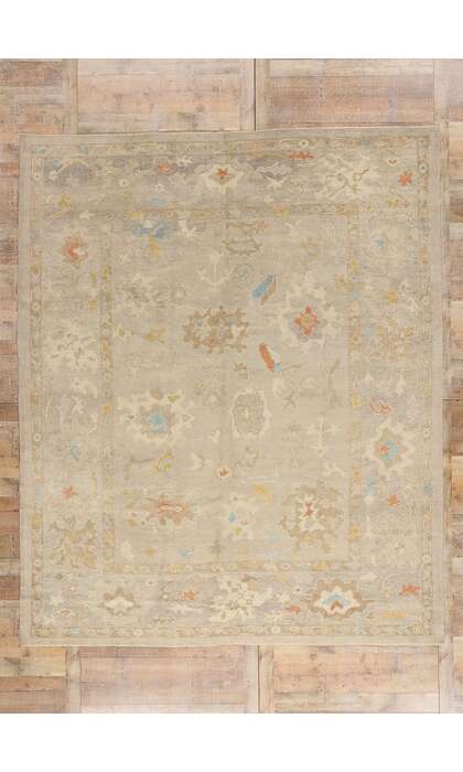 10 x 12 Modern Earth-Tone Turkish Oushak Rug 52359