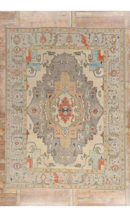 9 x 12 Modern Earth-Tone Turkish Oushak Rug 52873