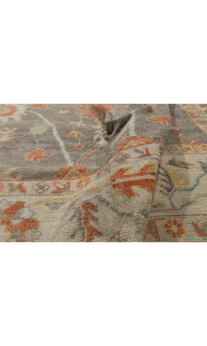 9 x 12 Modern Gray Turkish Oushak Rug 52162