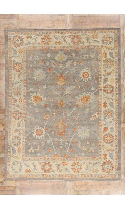 9 x 12 Modern Gray Turkish Oushak Rug 52162