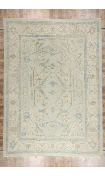 13 x 18 Modern Light Blue Turkish Oushak Rug 54012