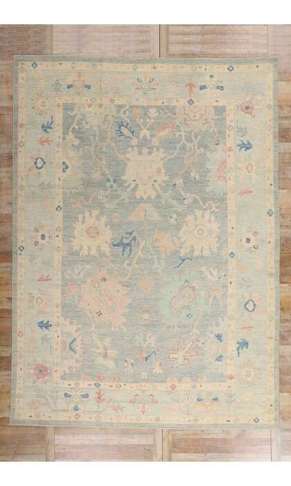10 x 14 Modern Light Blue Oushak Rug 80929