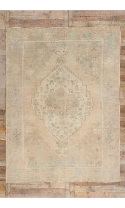 8 x 10 Vintage Muted Turkish Oushak Rug 53994