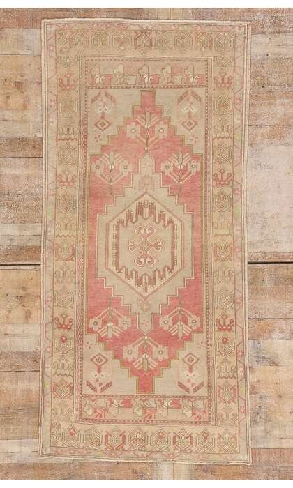 3 x 7 Vintage Pink Turkish Oushak Rug 53999
