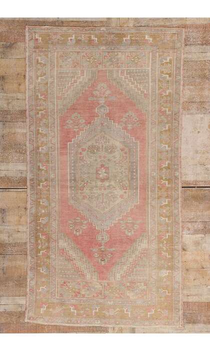 4 x 8 Vintage Pink Turkish Oushak Rug 54000