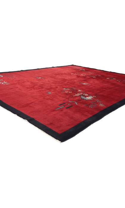 9 x 11 Antique Red Chinese Art Deco Rug 79213