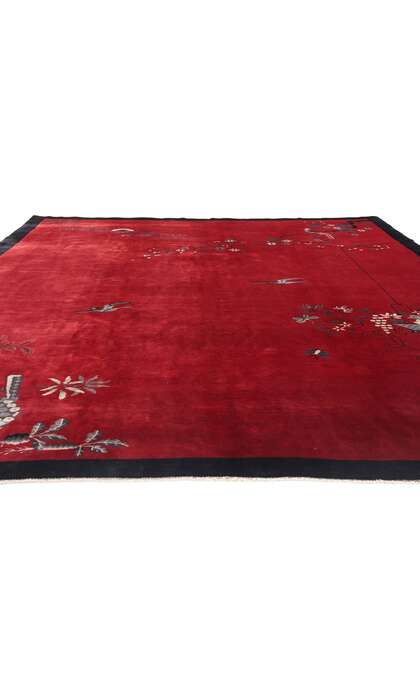 9 x 11 Antique Red Chinese Art Deco Rug 79213