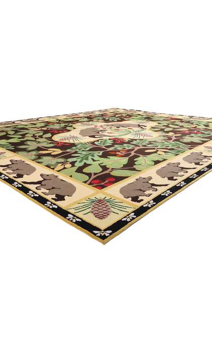 13 x 15 Vintage Sarah Gayle Carter Black Forest Hooked Rug 79239