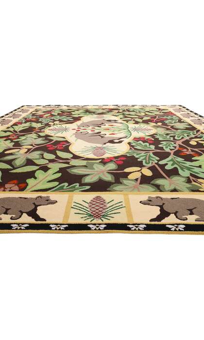 13 x 15 Vintage Sarah Gayle Carter Black Forest Hooked Rug 79239