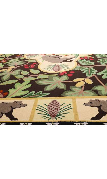 13 x 15 Vintage Sarah Gayle Carter Black Forest Hooked Rug 79239