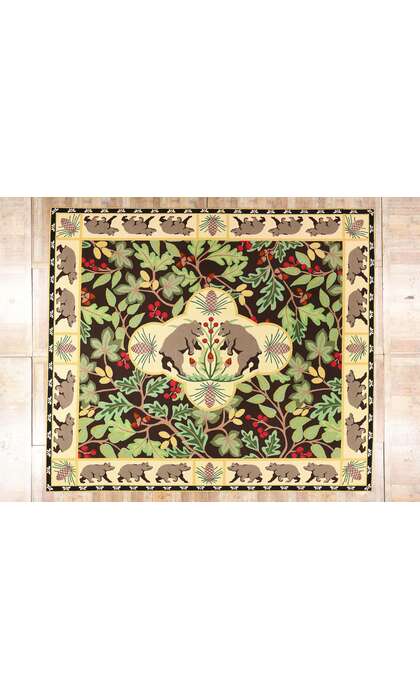 13 x 15 Vintage Sarah Gayle Carter Black Forest Hooked Rug 79239