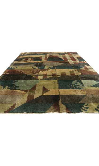 8 x 9 Vintage Biophilic Bauhaus Tibetan Rug 77537