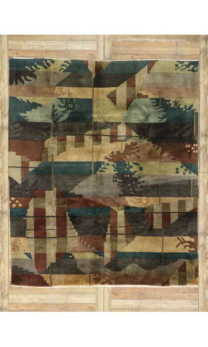 8 x 9 Vintage Biophilic Bauhaus Tibetan Rug 77537