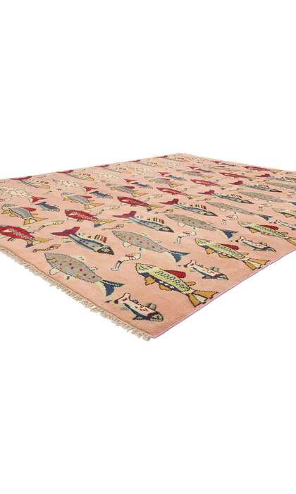 8 x 10 Vintage Turkish Sivas Fish Rug 79212