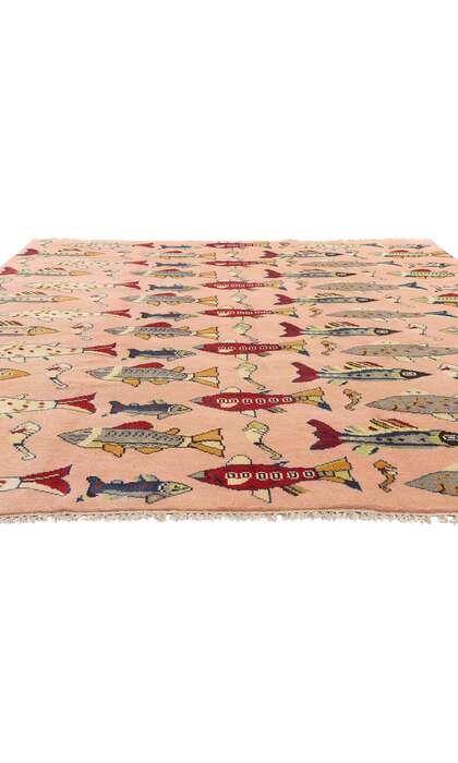 8 x 10 Vintage Turkish Sivas Fish Rug 79212