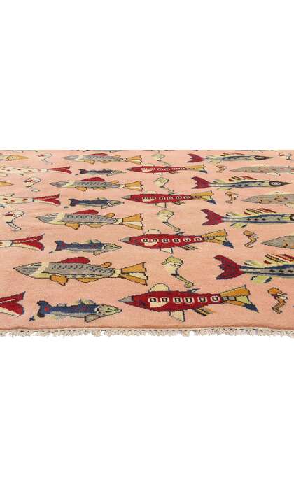 8 x 10 Vintage Turkish Sivas Fish Rug 79212