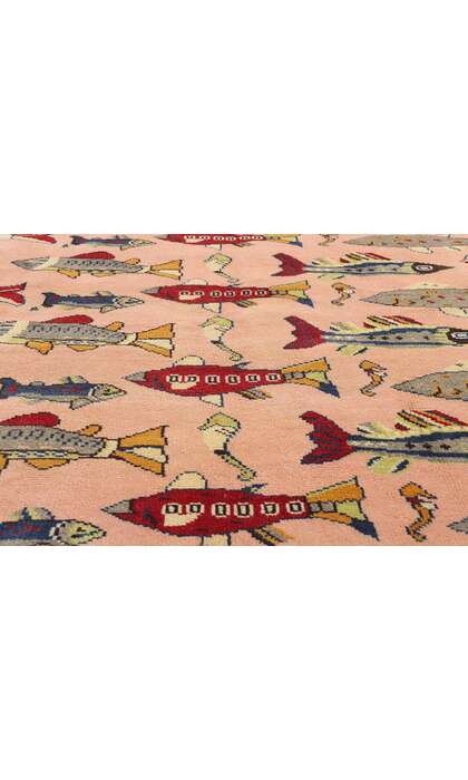 8 x 10 Vintage Turkish Sivas Fish Rug 79212