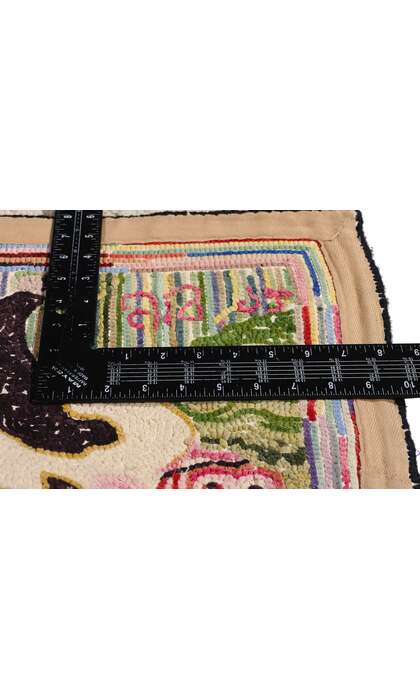 2 x 3 Vintage Gloucester Old Spot Pig Hooked Rug 79267