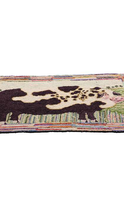 2 x 3 Vintage Gloucester Old Spot Pig Hooked Rug 79267