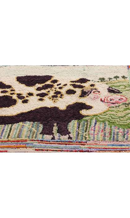 2 x 3 Vintage Gloucester Old Spot Pig Hooked Rug 79267