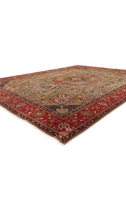 10 x 13 Antique Green Persian Tabriz Rug 76579