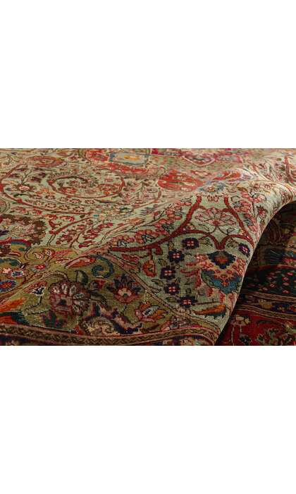 10 x 13 Antique Green Persian Tabriz Rug 76579