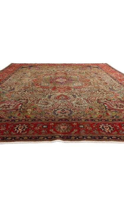 10 x 13 Antique Green Persian Tabriz Rug 76579