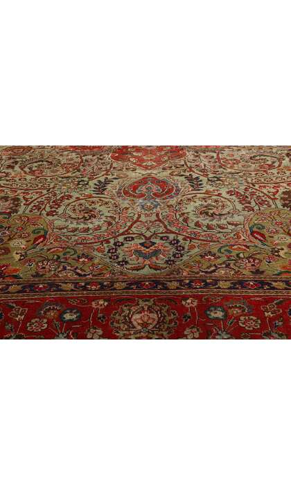 10 x 13 Antique Green Persian Tabriz Rug 76579