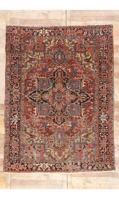 8 x 10 Distressed Antique Persian Heriz Rug 79273