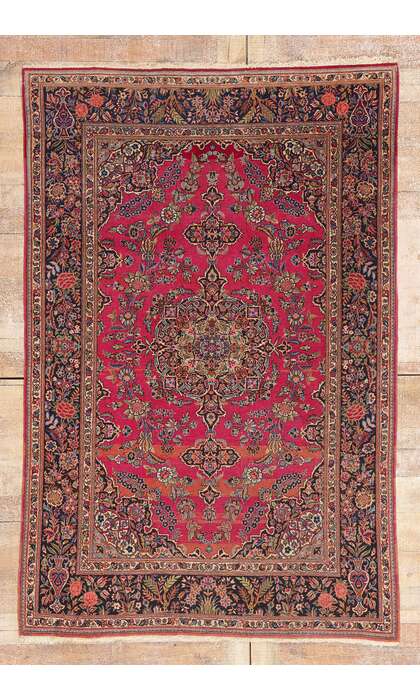 4 x 7 Antique Persian Kashan Rug 79270