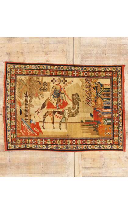 4 x 6 Antique Persian Afshar Pictorial Rug 79287