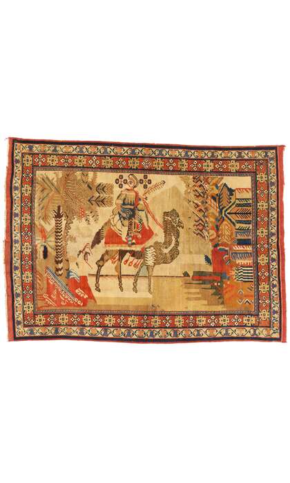 4 x 6 Antique Persian Afshar Pictorial Rug 79287