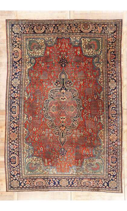 9 x 13 Late 19th Century Antique Persian Sarouk Farahan Rug 73477