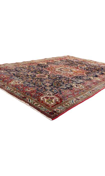 7 x 9 Distressed Antique Persian Tabriz Rug 79262
