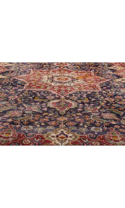 7 x 9 Distressed Antique Persian Tabriz Rug 79262