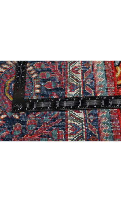 14 x 17 Distressed Antique Red Persian Mahal Rug 79269