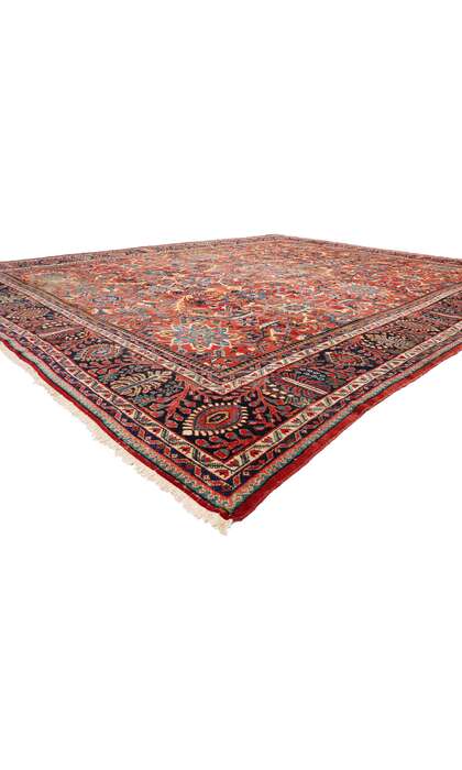 14 x 17 Distressed Antique Red Persian Mahal Rug 79269