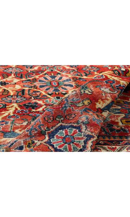 14 x 17 Distressed Antique Red Persian Mahal Rug 79269