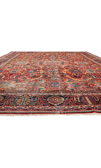 14 x 17 Distressed Antique Red Persian Mahal Rug 79269