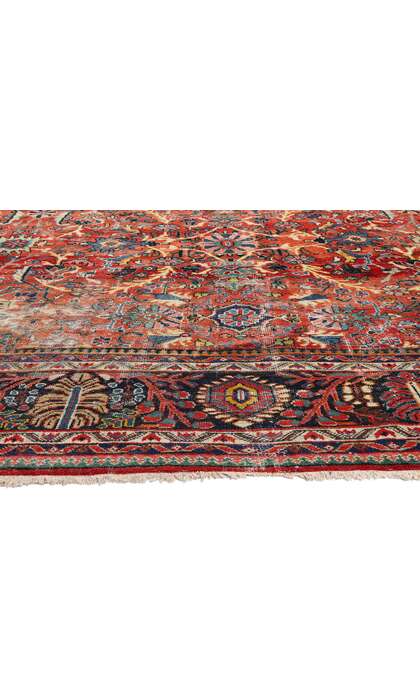 14 x 17 Distressed Antique Red Persian Mahal Rug 79269