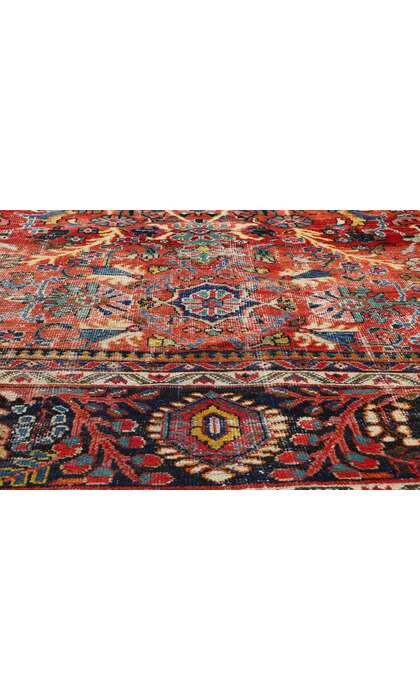 14 x 17 Distressed Antique Red Persian Mahal Rug 79269