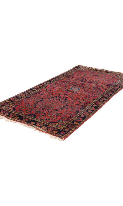 2 x 5 Antique Red Persian Sarouk Rug 79285