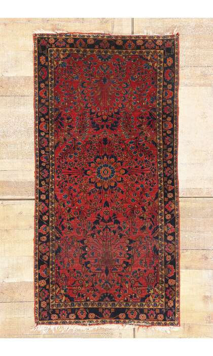 2 x 5 Antique Red Persian Sarouk Rug 79285